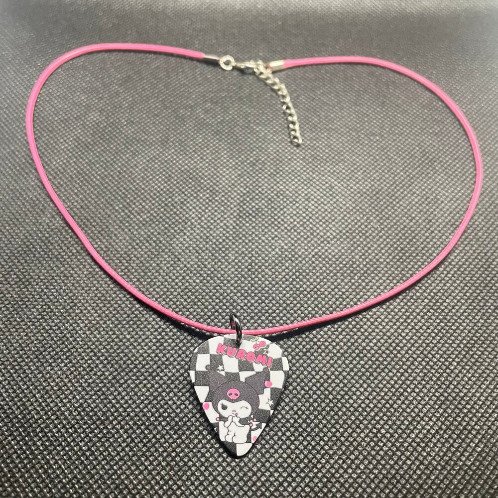 Handcrafted Kuromi Guitar Pick Necklace